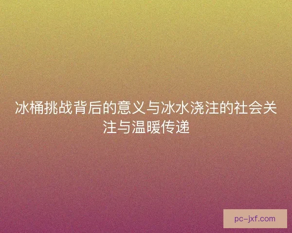 冰桶挑战背后的意义与冰水浇注的社会关注与温暖传递