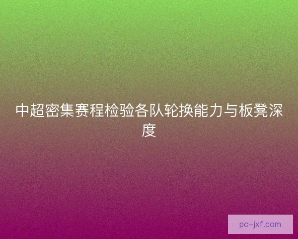 中超密集赛程检验各队轮换能力与板凳深度 中超密集赛程检验各队轮换能力与板凳深度